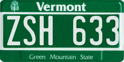 VT license plate ZSH633