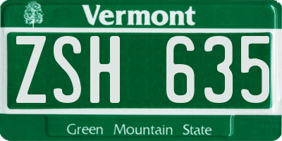 VT license plate ZSH635