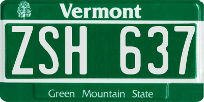 VT license plate ZSH637