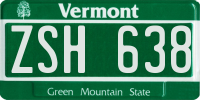 VT license plate ZSH638