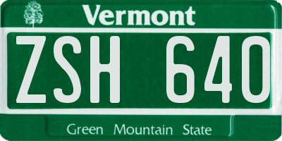 VT license plate ZSH640
