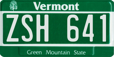 VT license plate ZSH641