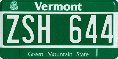 VT license plate ZSH644