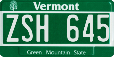 VT license plate ZSH645