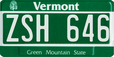 VT license plate ZSH646