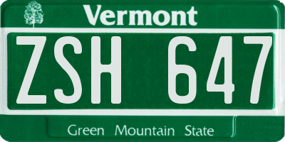VT license plate ZSH647
