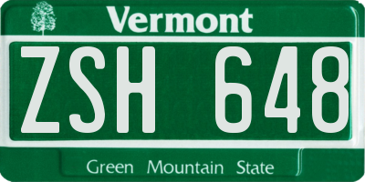 VT license plate ZSH648