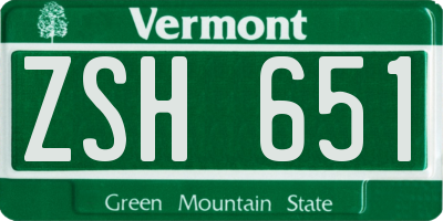 VT license plate ZSH651