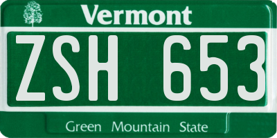 VT license plate ZSH653