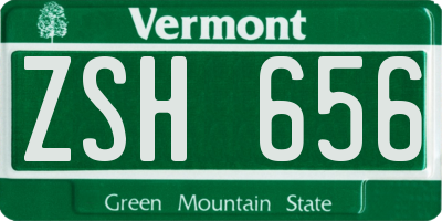 VT license plate ZSH656