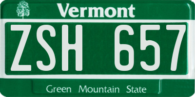 VT license plate ZSH657
