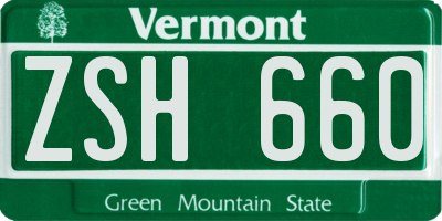 VT license plate ZSH660