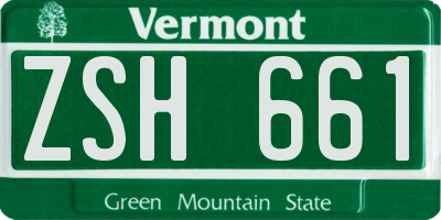 VT license plate ZSH661