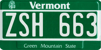 VT license plate ZSH663
