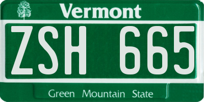 VT license plate ZSH665