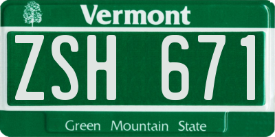 VT license plate ZSH671