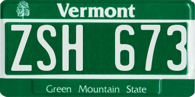 VT license plate ZSH673