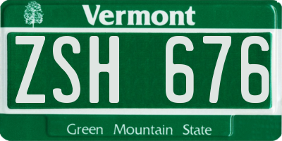 VT license plate ZSH676