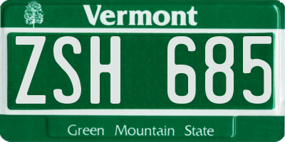 VT license plate ZSH685
