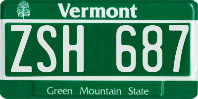 VT license plate ZSH687