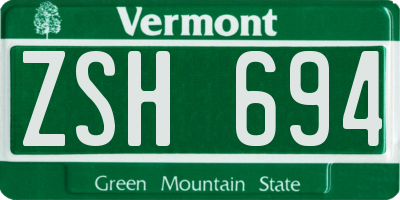 VT license plate ZSH694