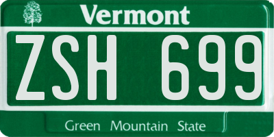 VT license plate ZSH699