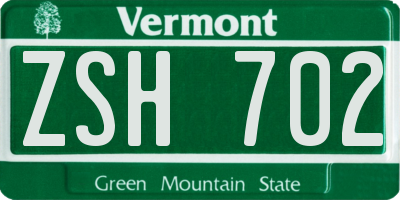 VT license plate ZSH702
