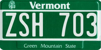 VT license plate ZSH703