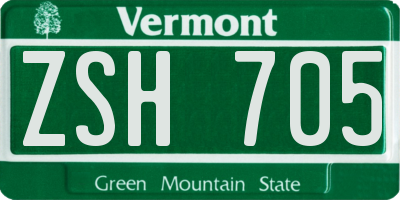 VT license plate ZSH705