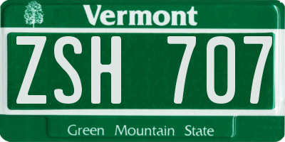 VT license plate ZSH707