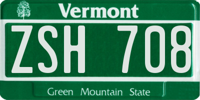VT license plate ZSH708