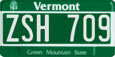 VT license plate ZSH709