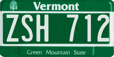 VT license plate ZSH712