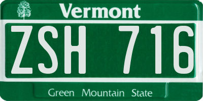 VT license plate ZSH716