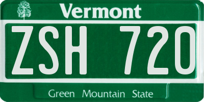 VT license plate ZSH720