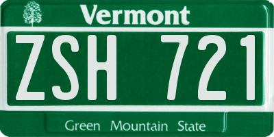 VT license plate ZSH721