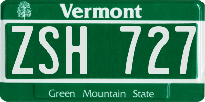 VT license plate ZSH727
