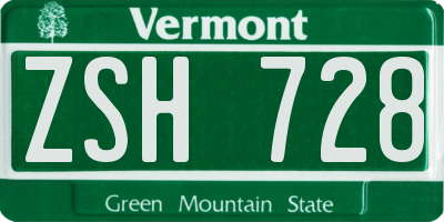 VT license plate ZSH728