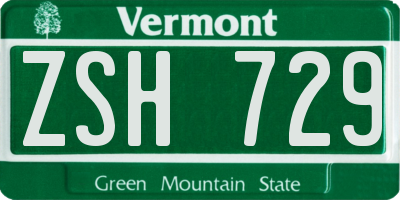 VT license plate ZSH729