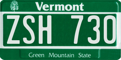 VT license plate ZSH730