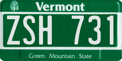 VT license plate ZSH731