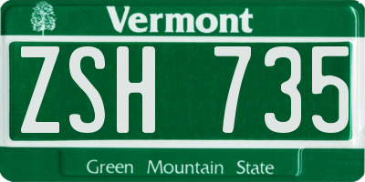 VT license plate ZSH735