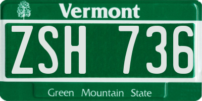 VT license plate ZSH736