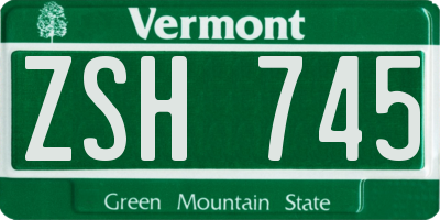 VT license plate ZSH745