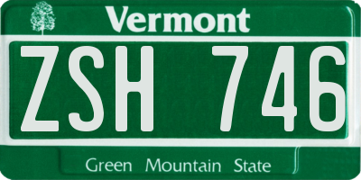 VT license plate ZSH746