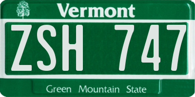 VT license plate ZSH747