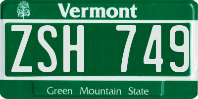 VT license plate ZSH749