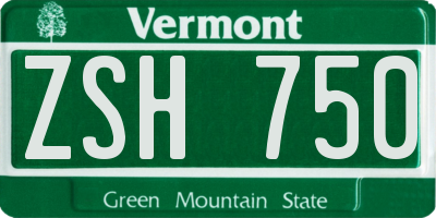 VT license plate ZSH750