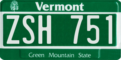 VT license plate ZSH751
