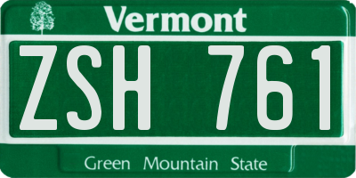 VT license plate ZSH761